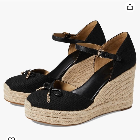 MICHAEL Michael Kors Size 9 Black Nori Wedge Espadrille Sandals - Picture 1 of 10